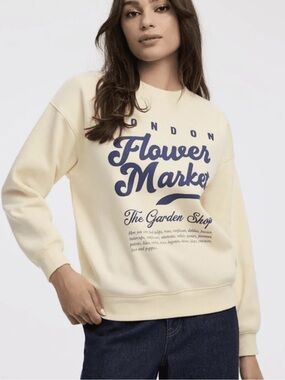 Reitmans London Flower Market Yellow Fleece Lined Sweater